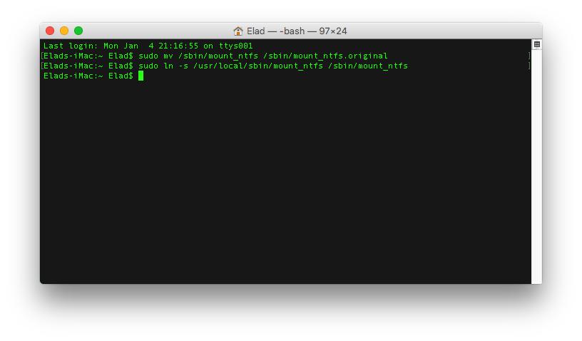 Terminal Mount NTFS Commands